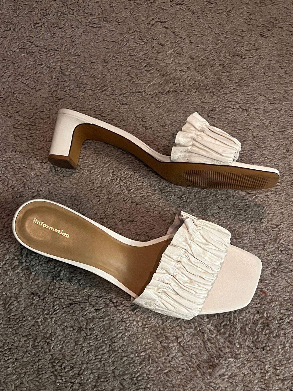 $248 REFORMATION White Shereen Block Heel Mule Sandals size 10